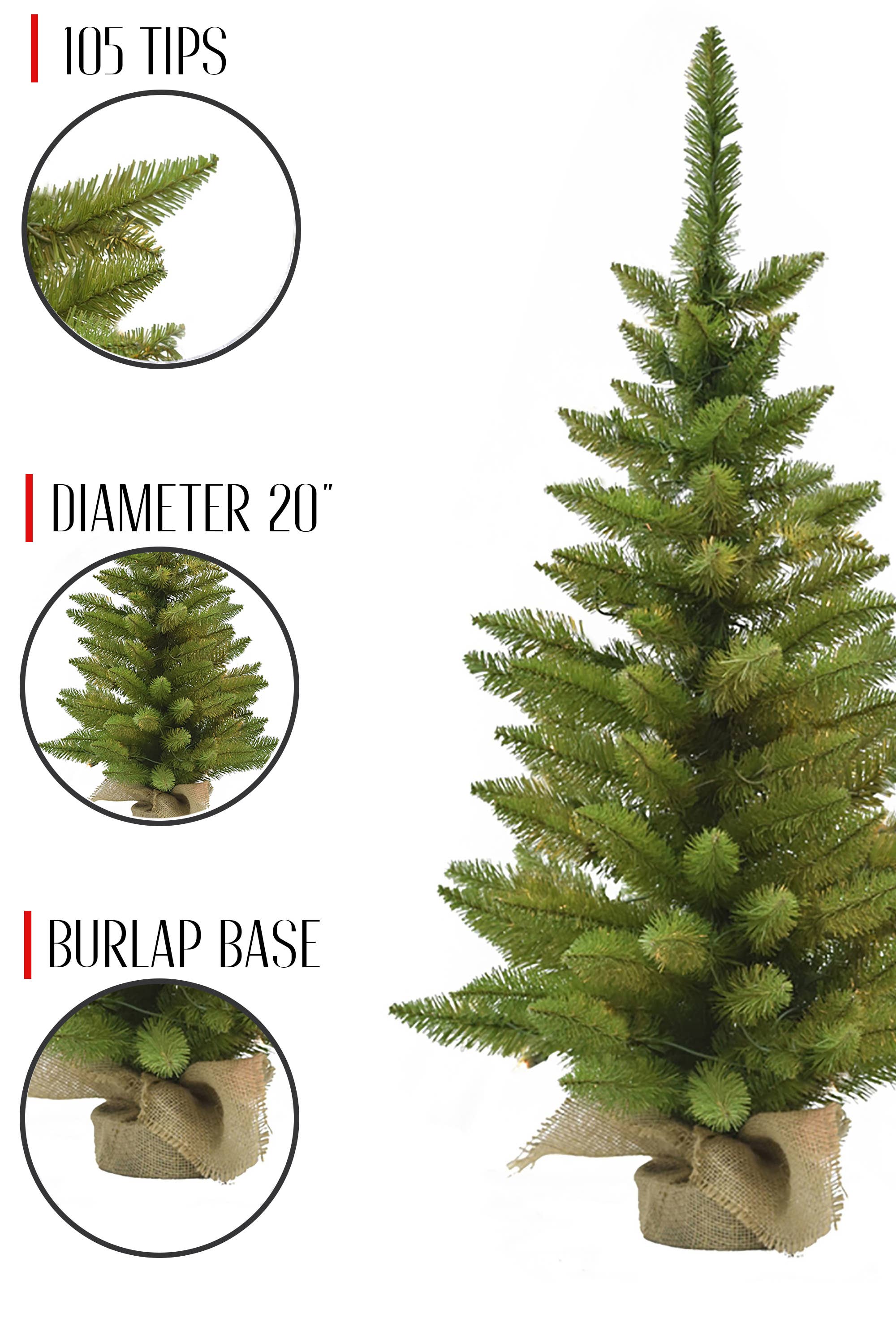 grün 3 ft (91,4 cm) vorgelichter klassischer Weihnachtsbaum mit Jutebasis für den Großhandel auf Faire5