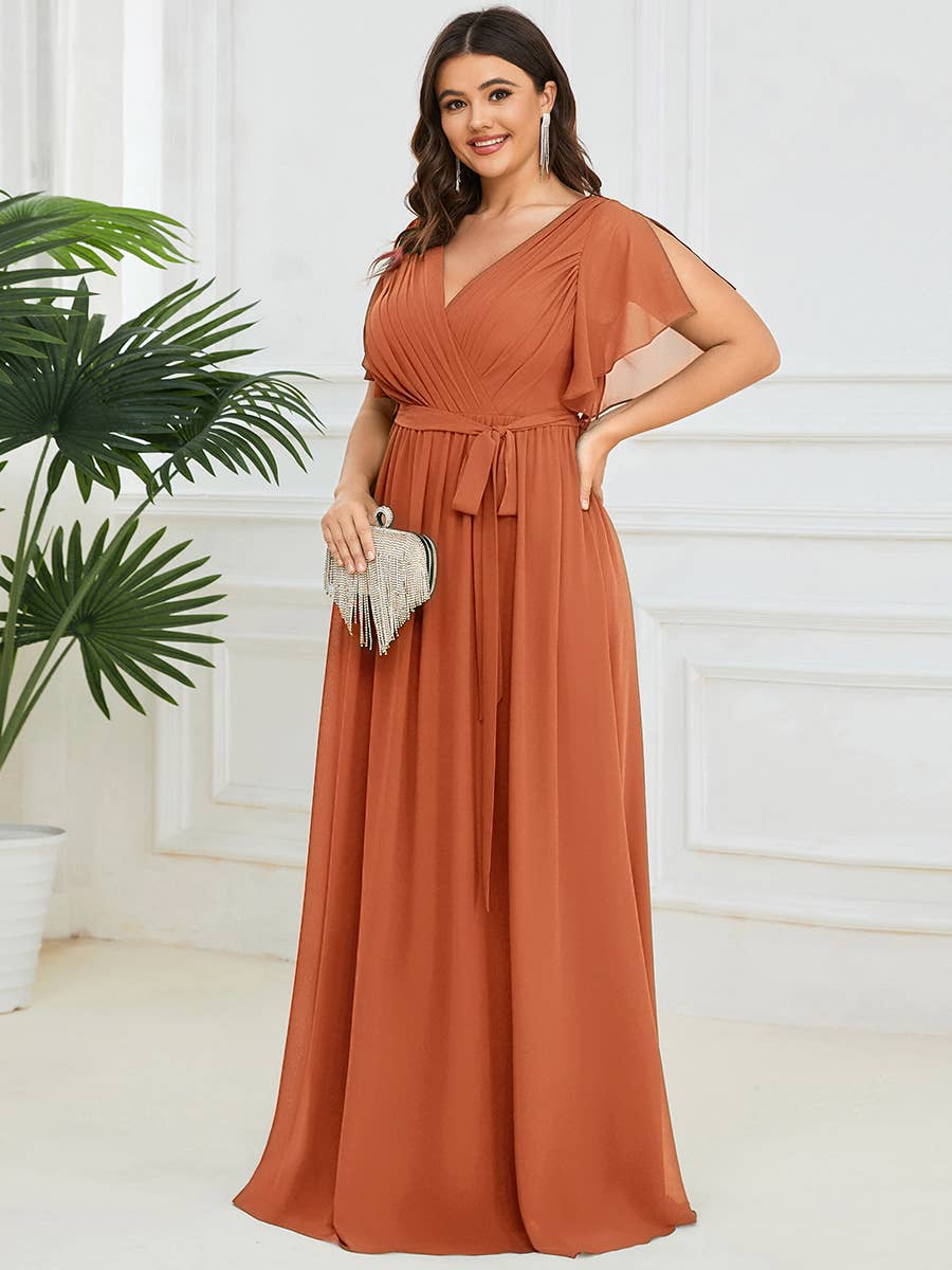 Ever-Pretty - Vente Robe – femme - Robes de soirée à volants à manches courtes exclusives B2B13