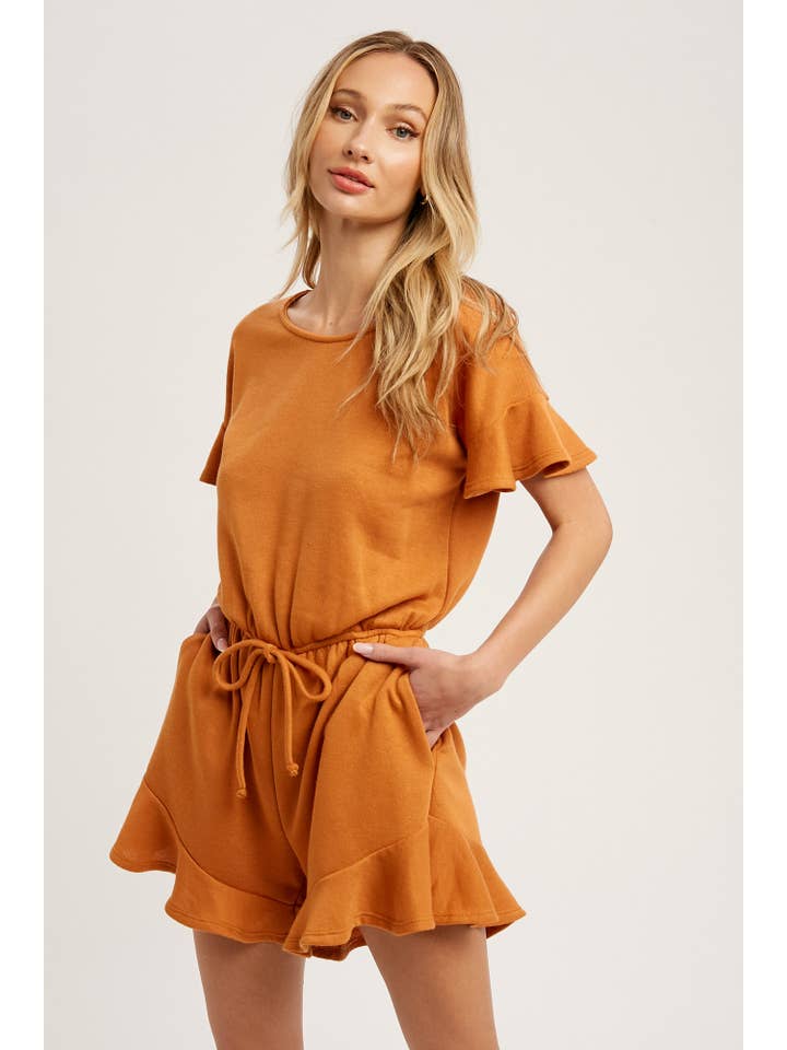 Bluivy - Wholesale Romper - Women's - Ruffle Hem Romper - Side Seam Pockets