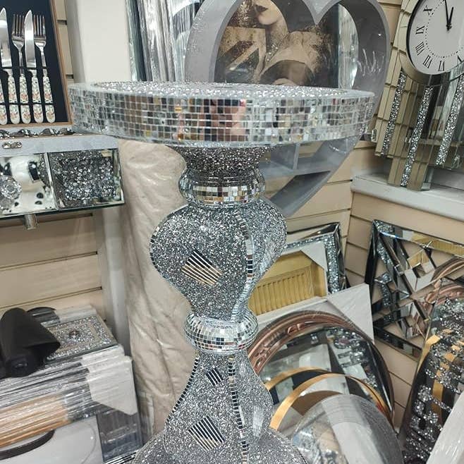 Silver Side Table Crushed Diamond Glitter for wholesale by DEENZ