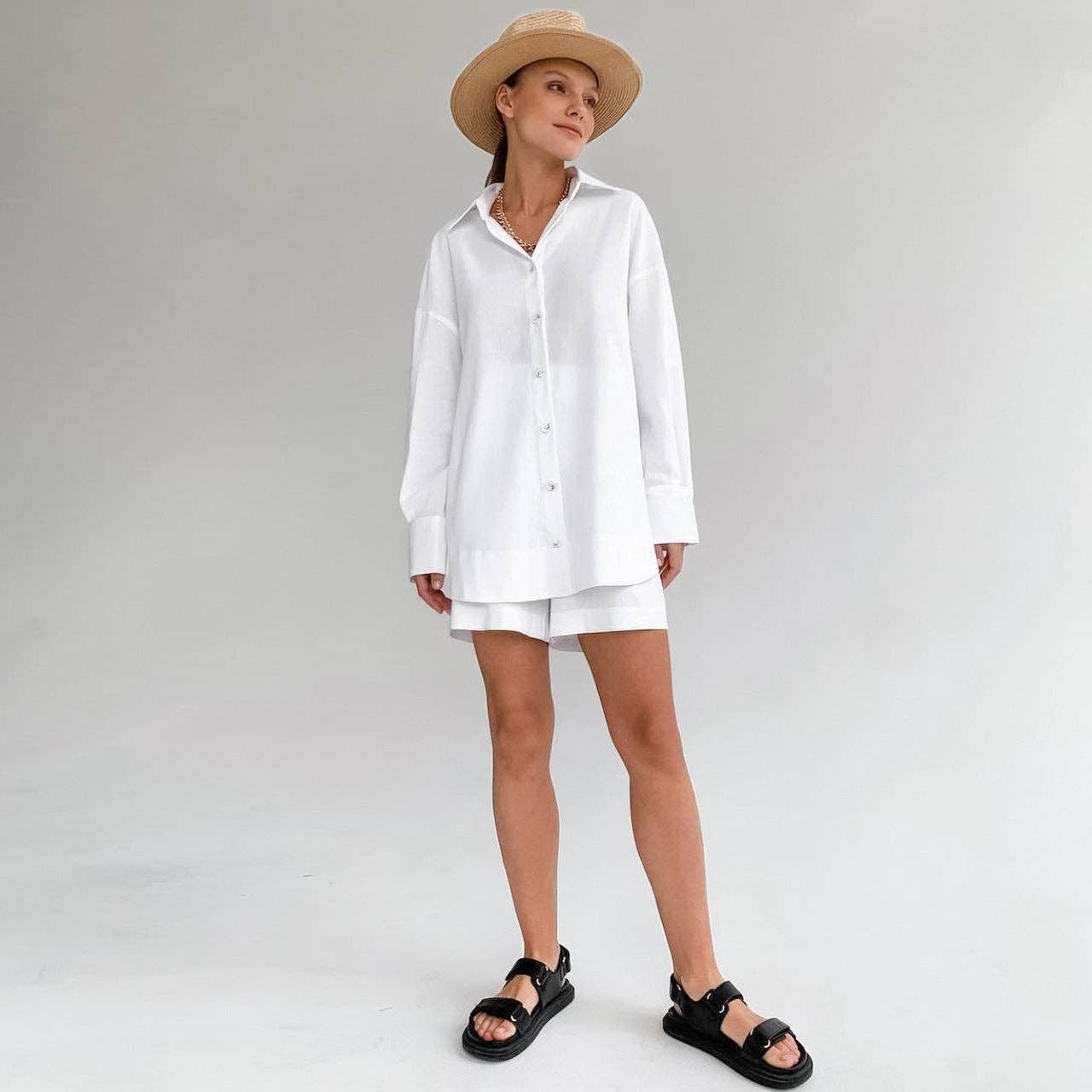 Sweetkama - Wholesale Lounge Set - Women's - Ladies Solid Color Shirt Shorts 2PCS Set 2S1612B6