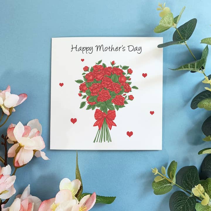 Red Roses Mother's Day Card for wholesale by Laura Stanley Designs