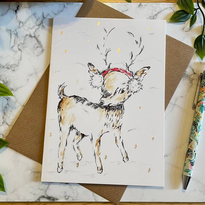 Reindeer Earmuffs - Christmas Card for wholesale by Crafty Tinks