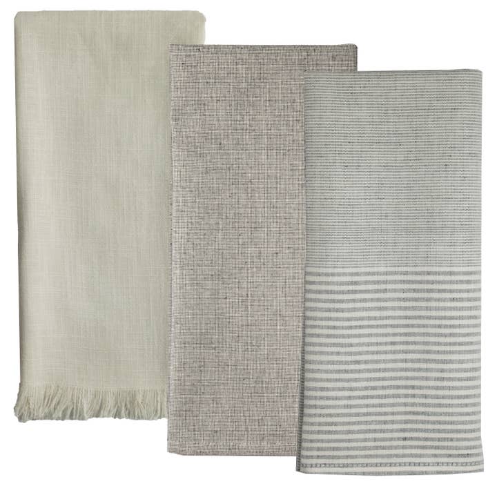 Dunroven House - Wholesale Tea Towel - Everyday Essentials Tea Towel Set - Farmhouse Stripe Natural5