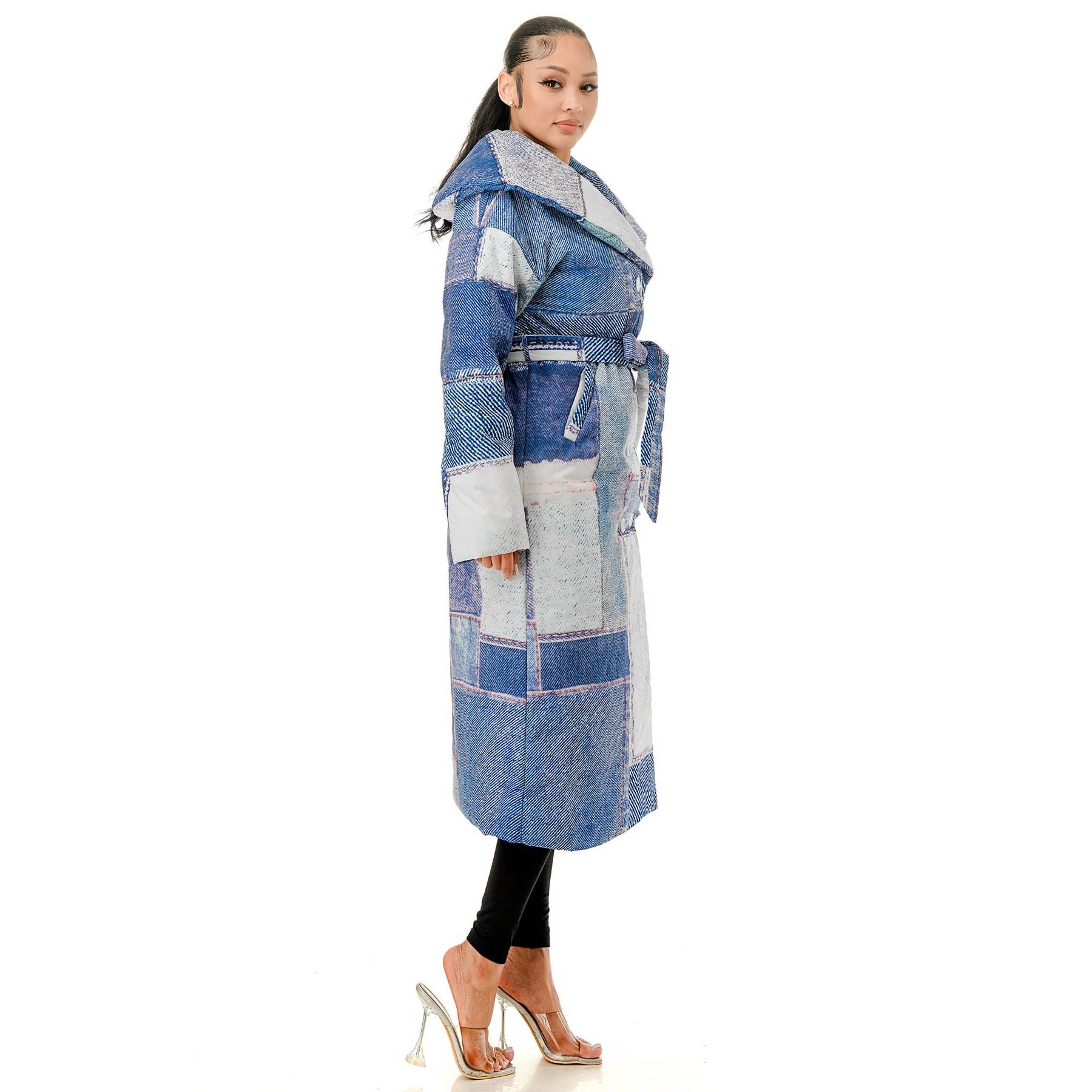 DENIM Piumino Plus con colletto largo in vita e cravatta in vendita all'ingrosso su Faire2