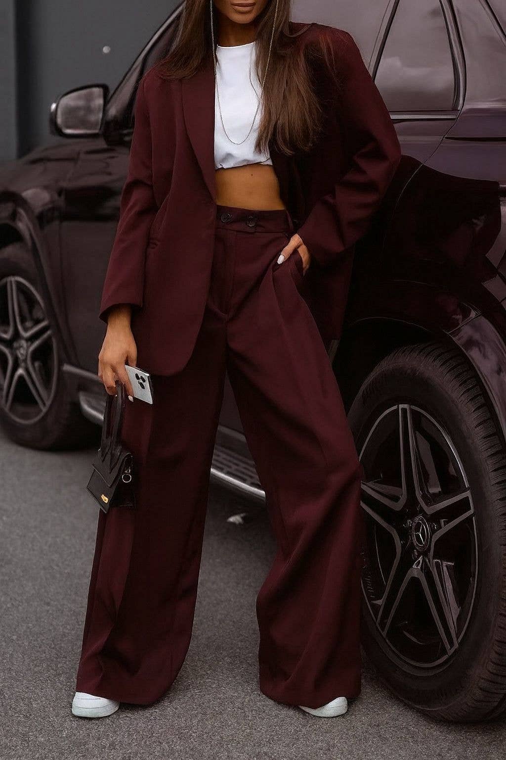 ESTEE BROWN - Wholesale Blazer - Women's - Set: Jacket and Wide-Leg Pants - 87312