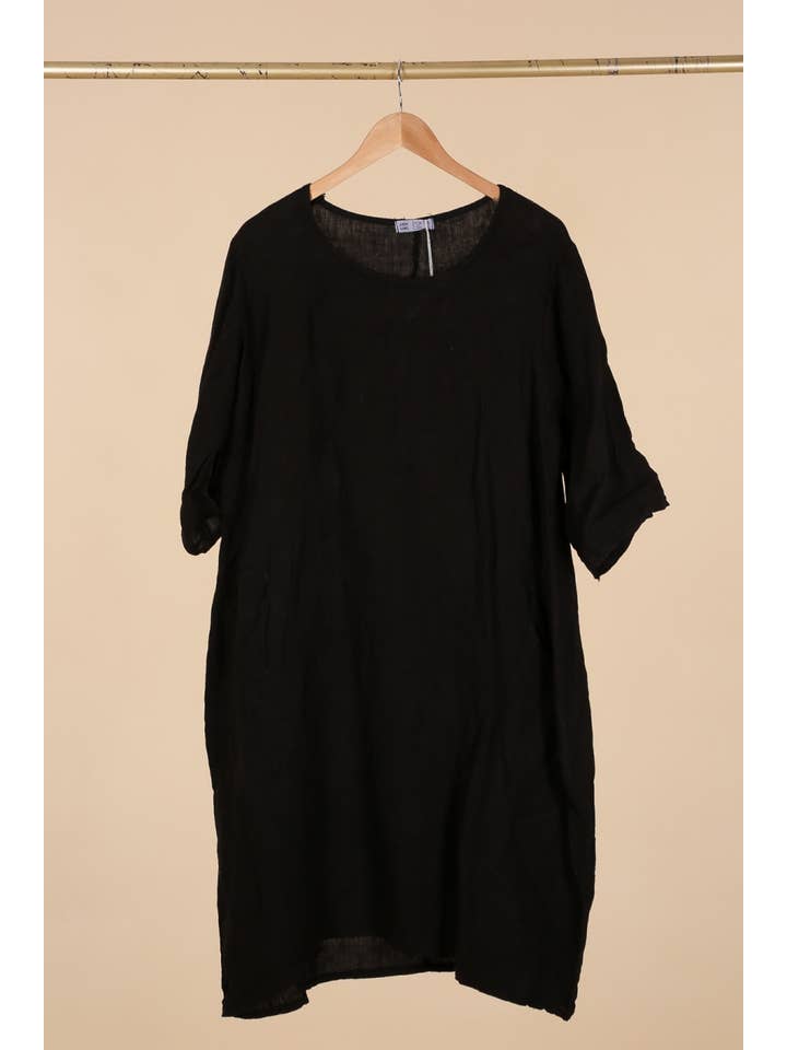 la maison des fibres naturelles - Wholesale Dress - Women's - Round neck dress in 100% linen 676121