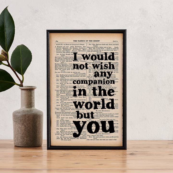 Shakespeare - Companion - Framed Quote Print for wholesale by Bookishly (No US Import Fees)