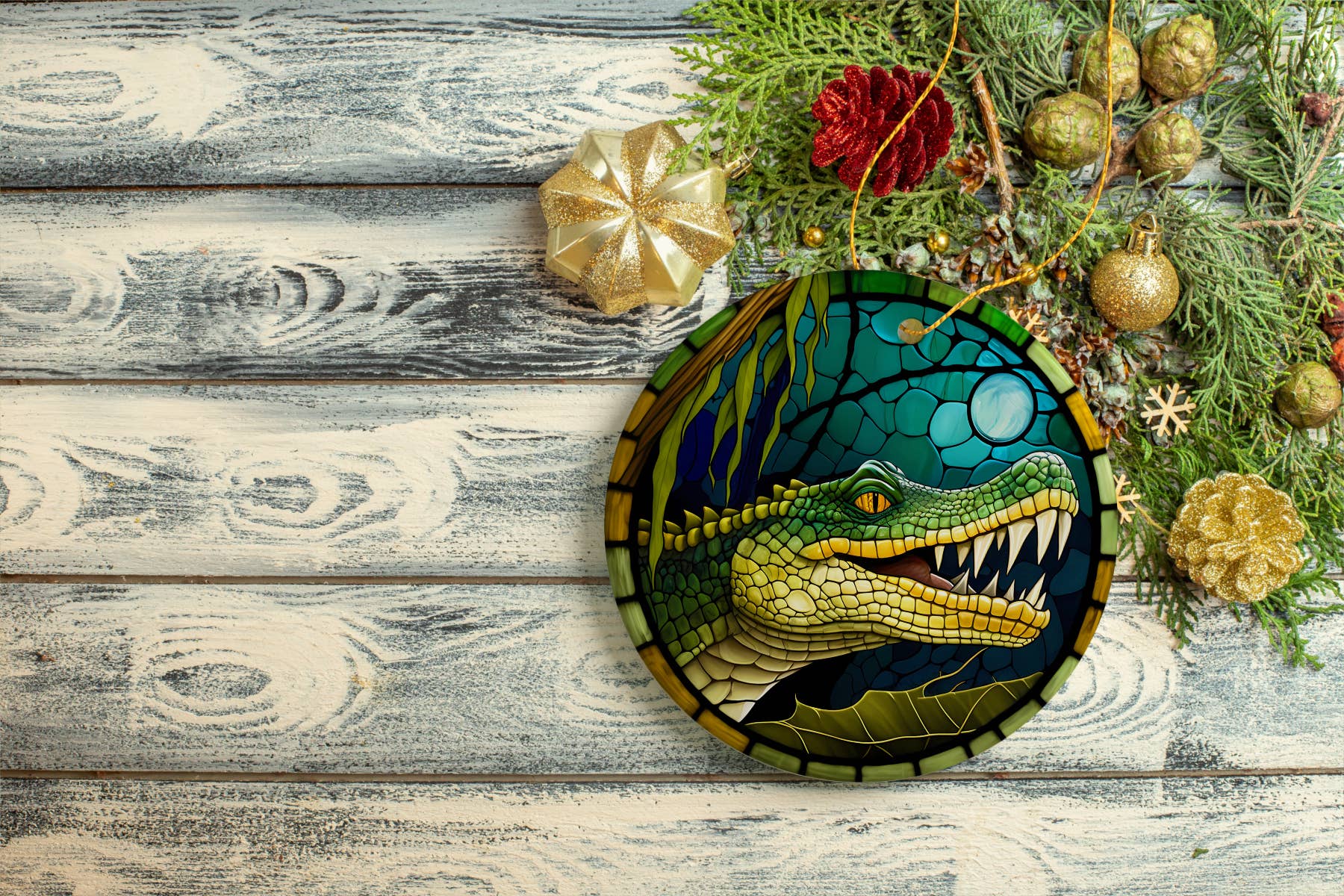 OrnamentallyYou - Wholesale Ornament - Artistic Wetlands Alligator Ceramic Ornament5