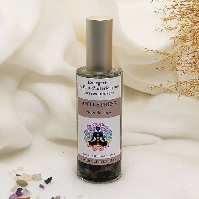 Anti-Stress-Raumspray mit infundierten Steinen für den Großhandel von Sarl SdG / Souffle de Gaïa