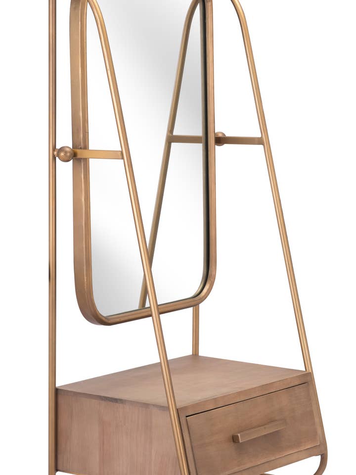 Peralta Mirror Shelf Brass & Brown for wholesale by Zuo Modern