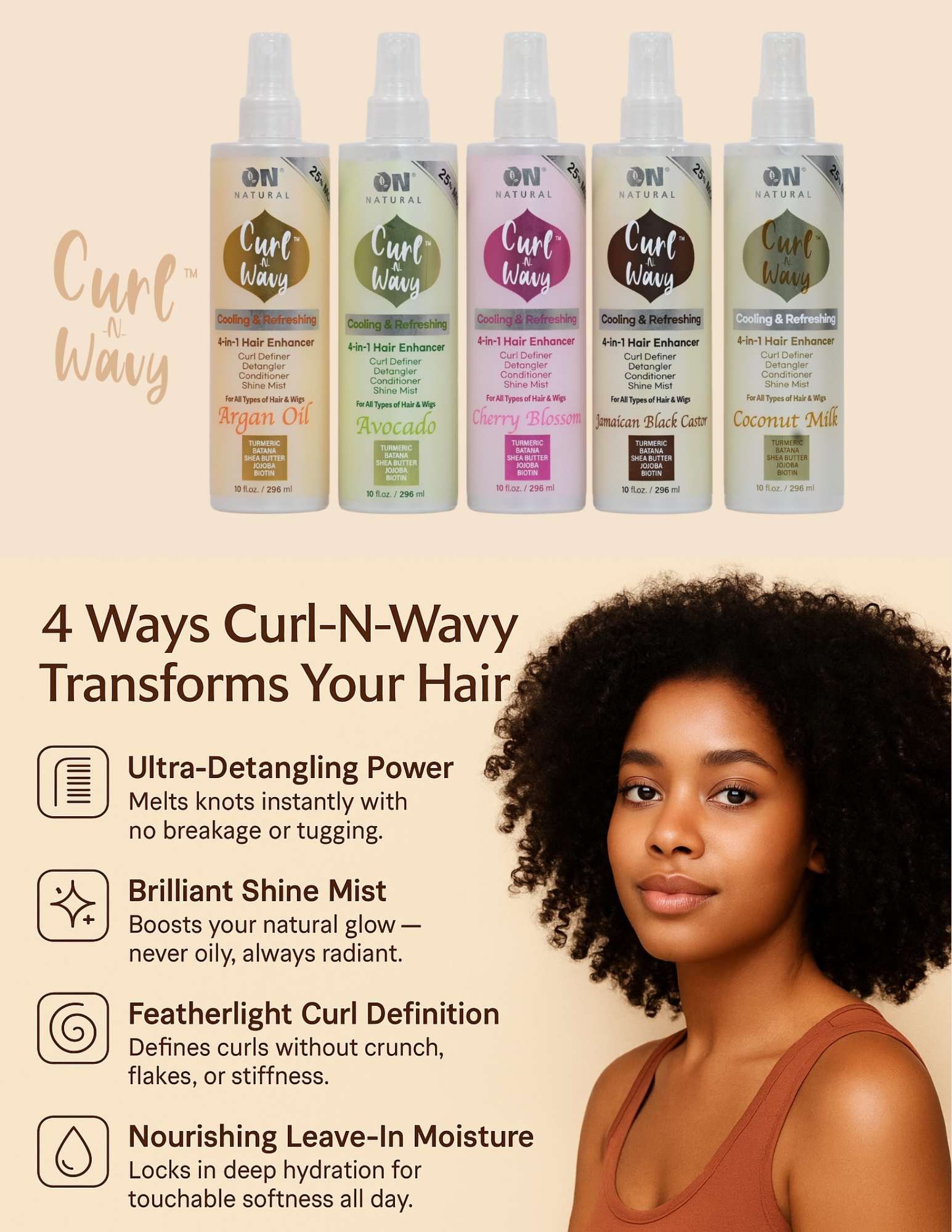 ON Natural USA - Wholesale Hair Leave-In Conditioner - Curl-N-Wavy 4-in-1 Hair Enhancer [Avocado]11