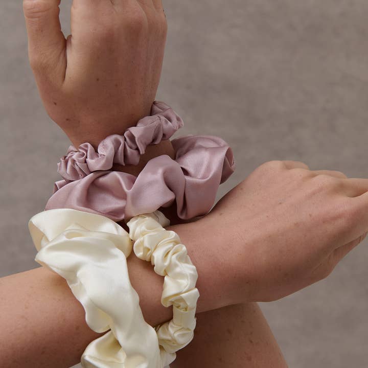 Angels Whisper Accessories - Wholesale Scrunchie - Women's - L&S Mini Silk Scrunchie 2pack in Blue&Pink