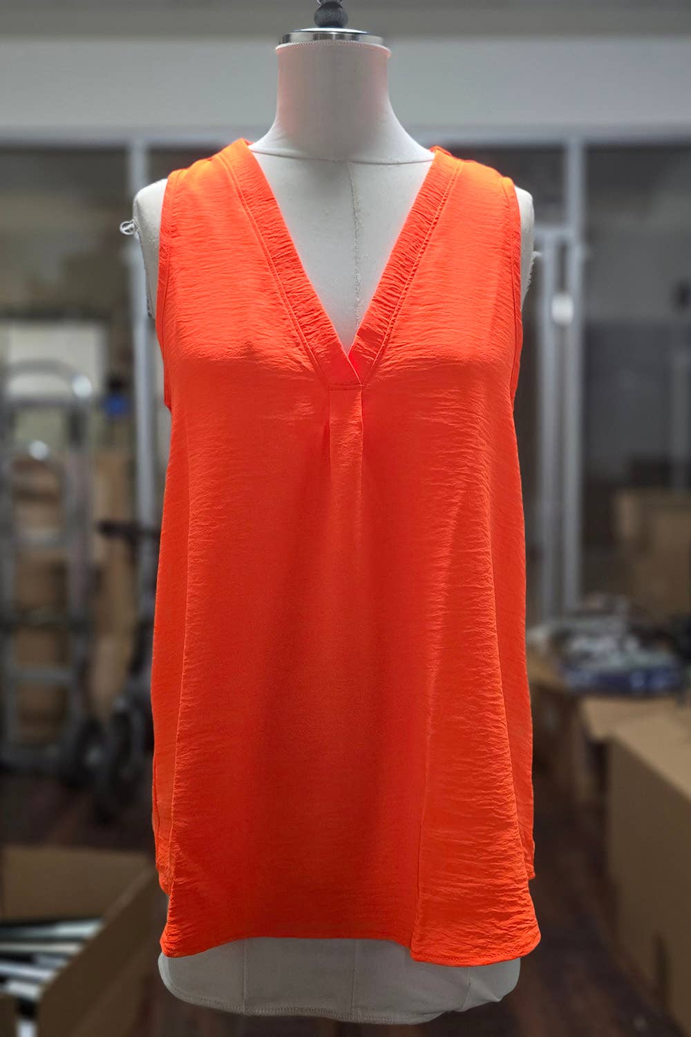 FSL Apparel - Wholesale Blouse - Women's - ST1560 - SOLID WOVEN V-NECK WORK WEAR CASUAL TOP21