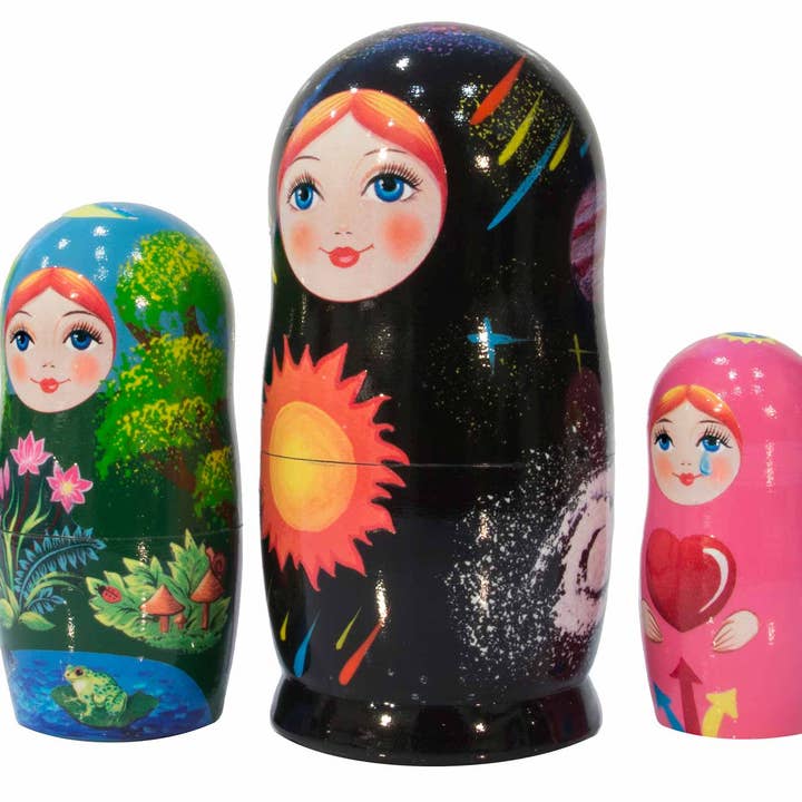 Golden Cockerel - Wholesale Doll - Kids - Montessori Cosmic Trio Nesting Doll 3pc./ 4"