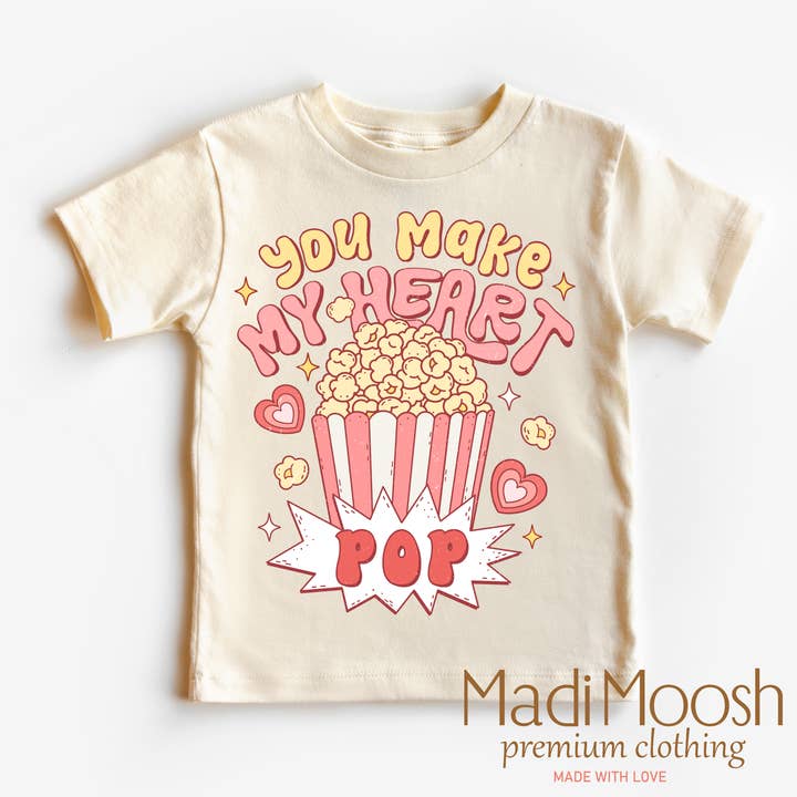 Tu fais battre mon cœur T-shirt de la Saint-Valentin - Tee-shirt Pop Corn Valentine pour la vente par Madi Moosh
