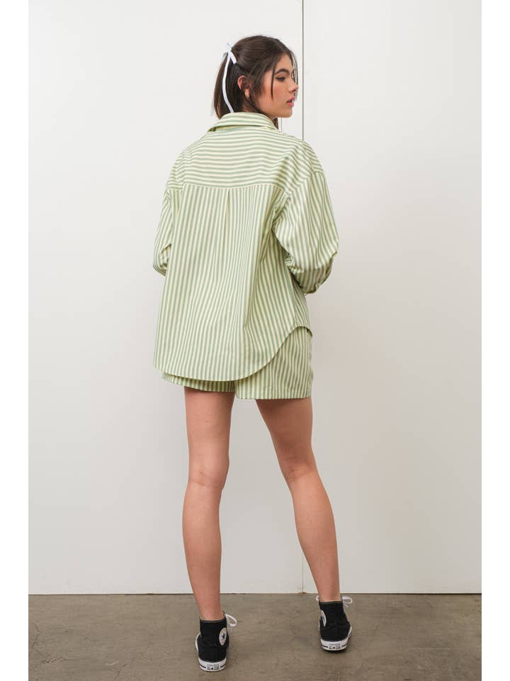 GREEN YELLOW SUMMER STRIPED SHIRT for wholesale on Faire