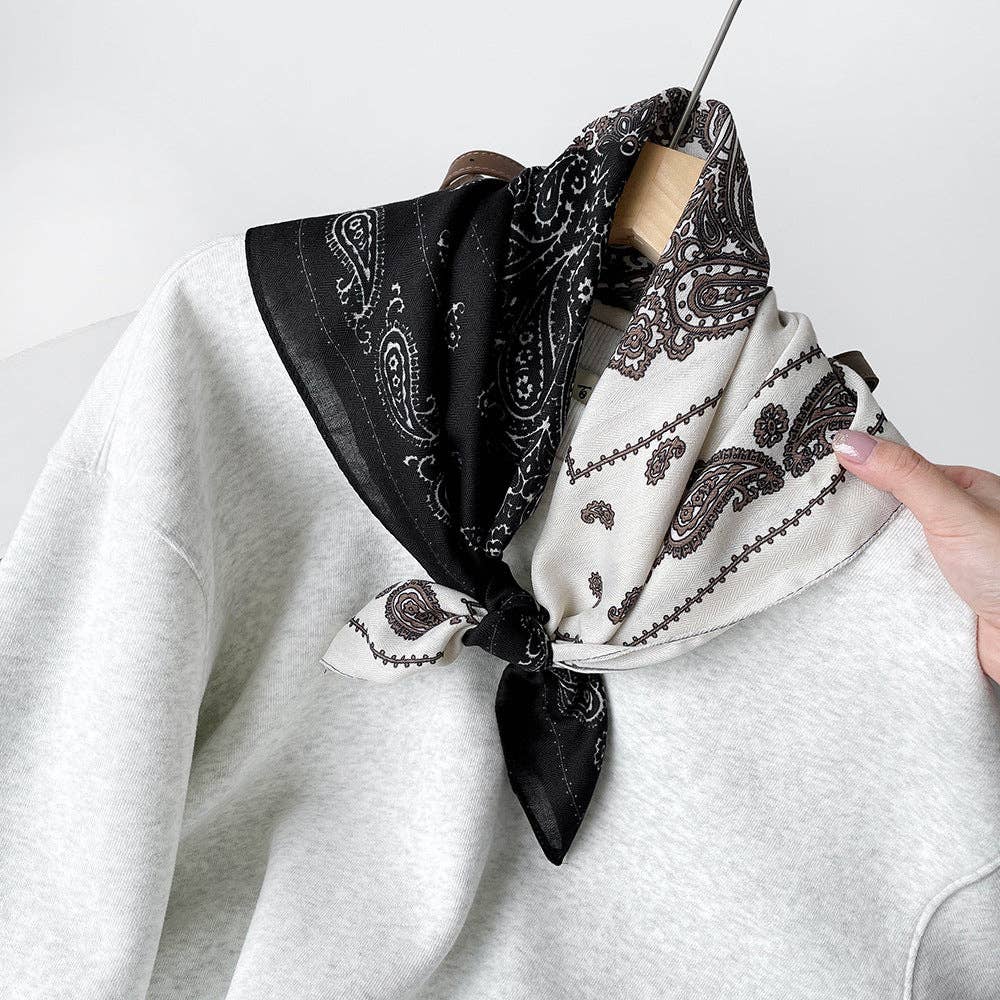 Dipped Shop - Wholesale Scarf - Women's - Splicing Print Vintage Square Silk Scarf DP25G4523