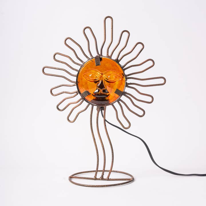 Lampe aus mundgeblasenem Glas Strahlendes Gesicht – H 25 cm L 20 cm für den Großhandel von Maison Annabi