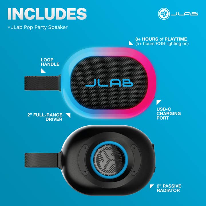 Jlab - Wholesale Speakers - JLab Pop Party Ultra-Portable Bluetooth Speaker7