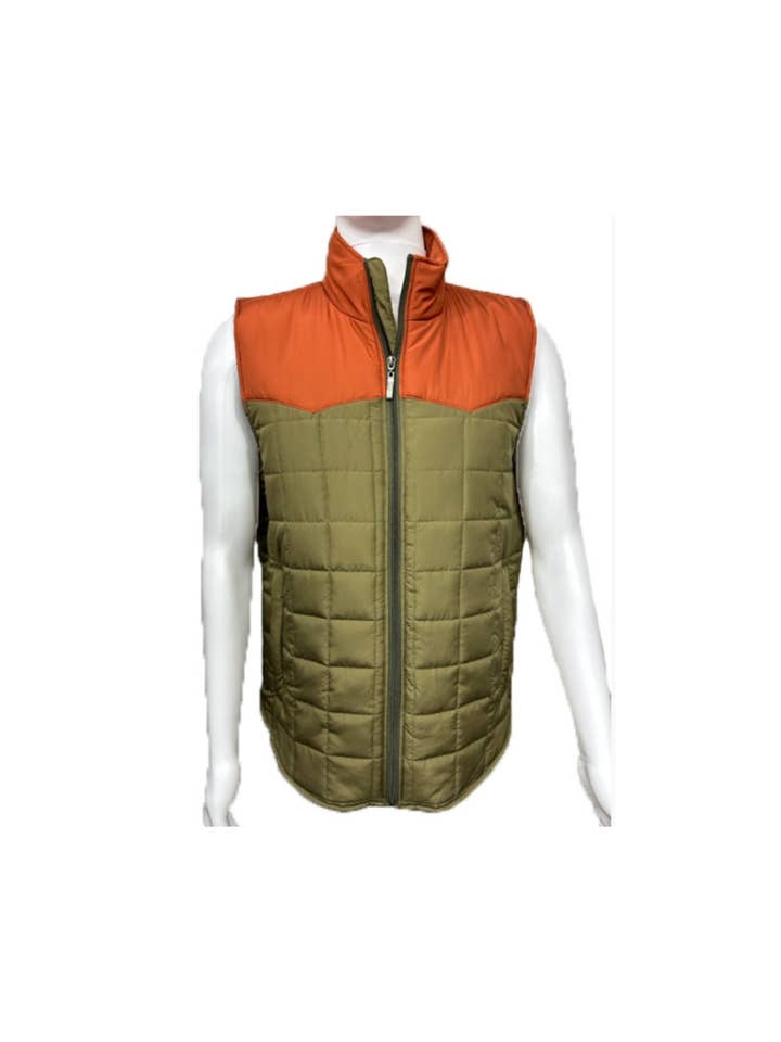 green orange Men's Western Aztec Vest Style#-M-24213 for wholesale on Faire