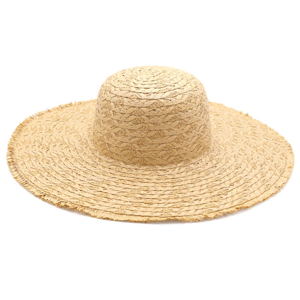 Sensibling Corp. - Wholesale Straw Hat - Women's - Trim Detailed Solid Straw Sun Hat
5