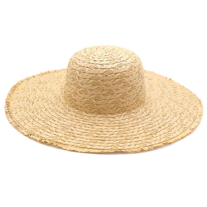 Sensibling Corp. - Wholesale Straw Hat - Women's - Trim Detailed Solid Straw Sun Hat
5