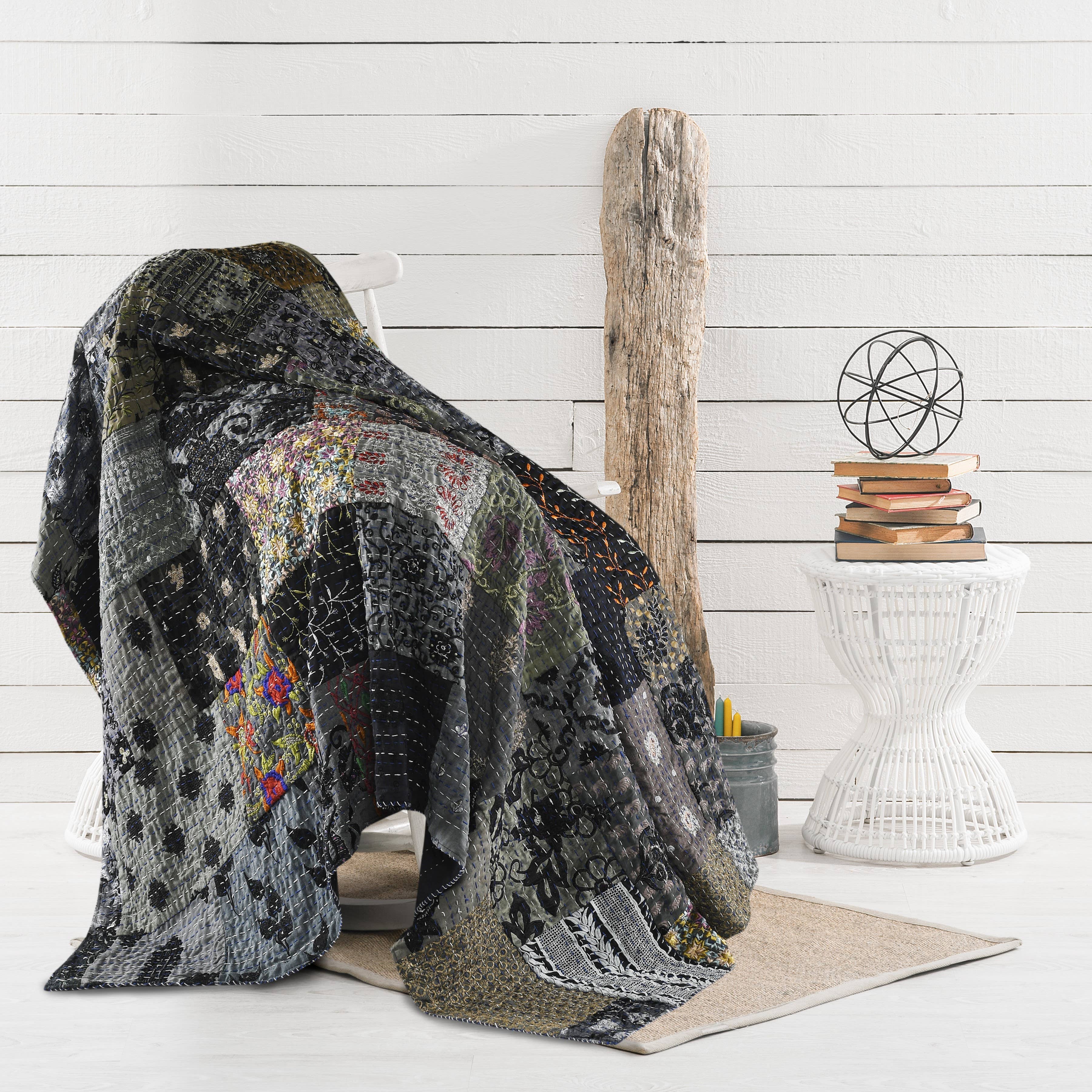 LR Home - Vente Plaids - Couverture Kantha faite à la main – 100 % coton7