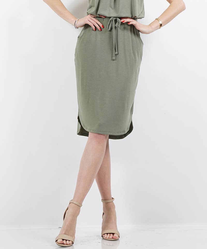 42POPS – Engroshandel Nederdel - Dame – ",,..Elastisk Talje Selvbindende Tulipankant Nederdel m/Lommer19