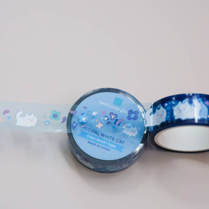 Thousand Skies - Wholesale Tape - PET Tape (Transparent) Floral White Cat3