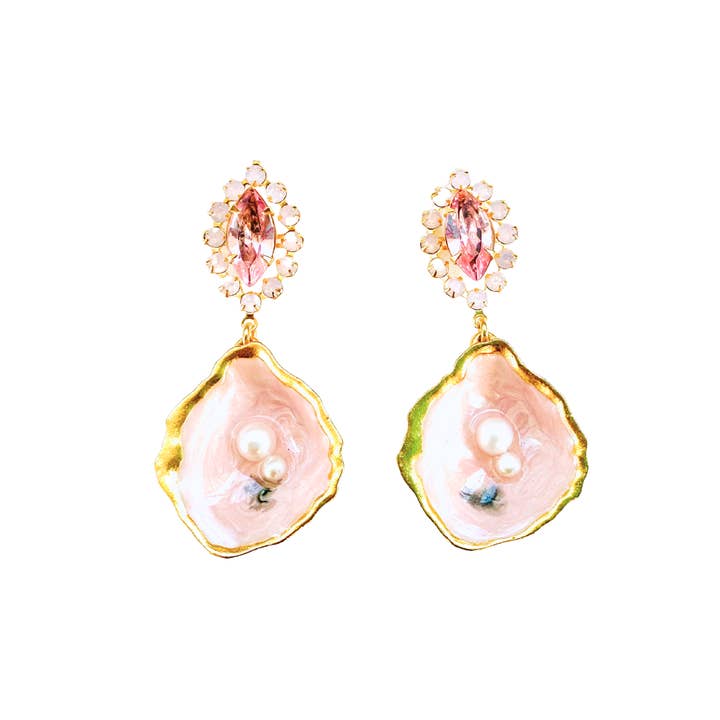 The Pink Reef - Wholesale Dangle Earrings - The Pink Reef Pink Pearl Oyster