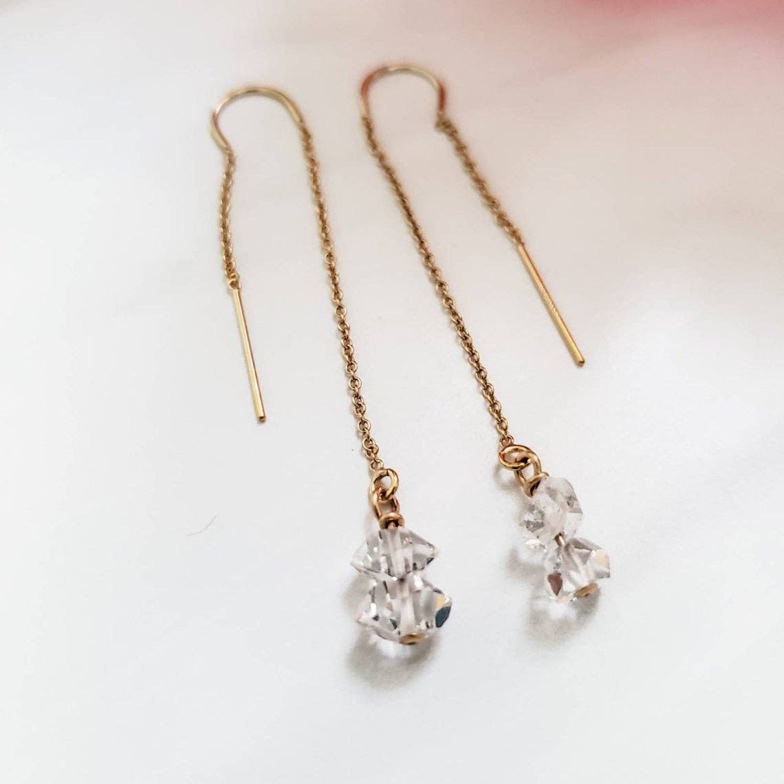 Salt and Sparkle - Wholesale Dangle Earrings - Sparkly Herkimer Diamond Threader Earrings2