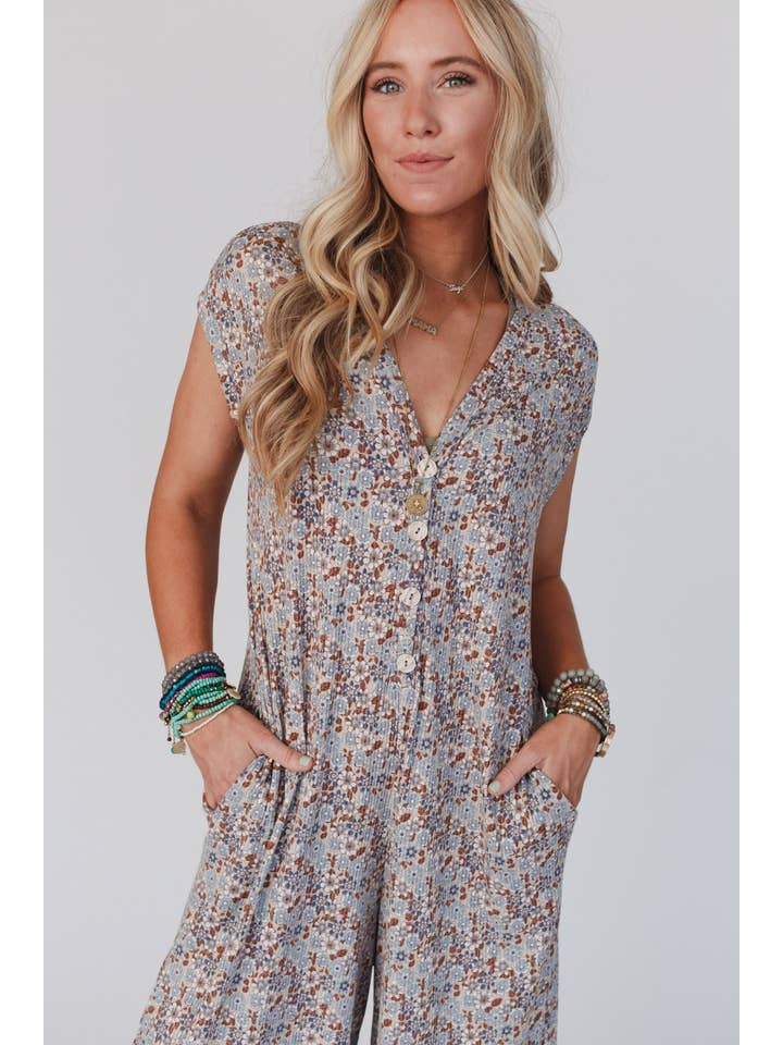 Three Bird Nest - Wholesale Jumpsuit - Women's - Daphne Floral Print Jumpsuit - Cream