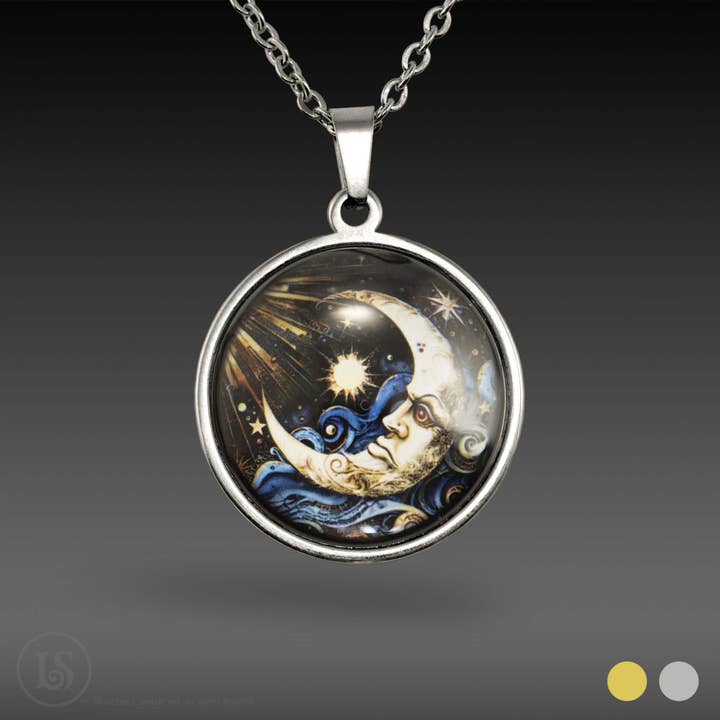 Pendente Homem na Lua Ventos Lunares, 28mm por atacado de Liz Sabol Jewelry Art