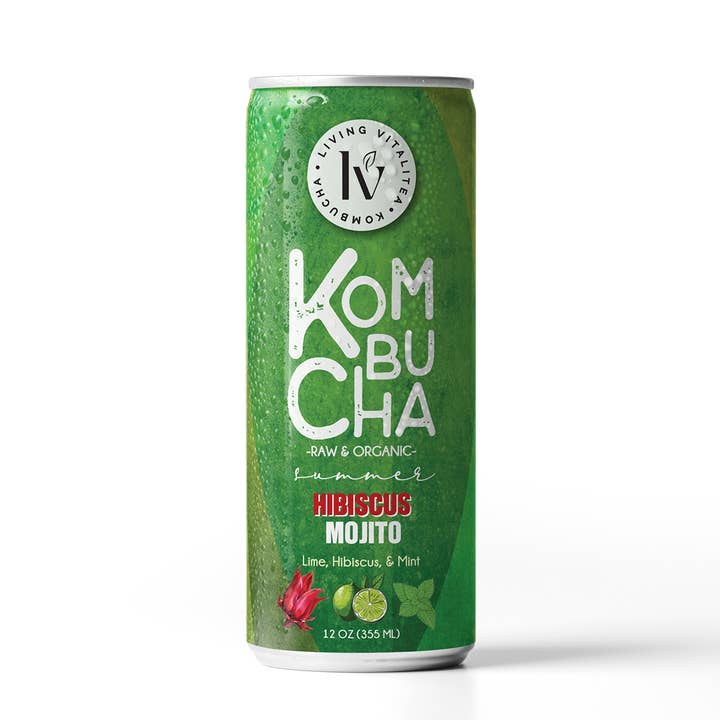 Hibiscus Mojito Organic Kombucha (12 Pack) for wholesale by Living Vitalitea