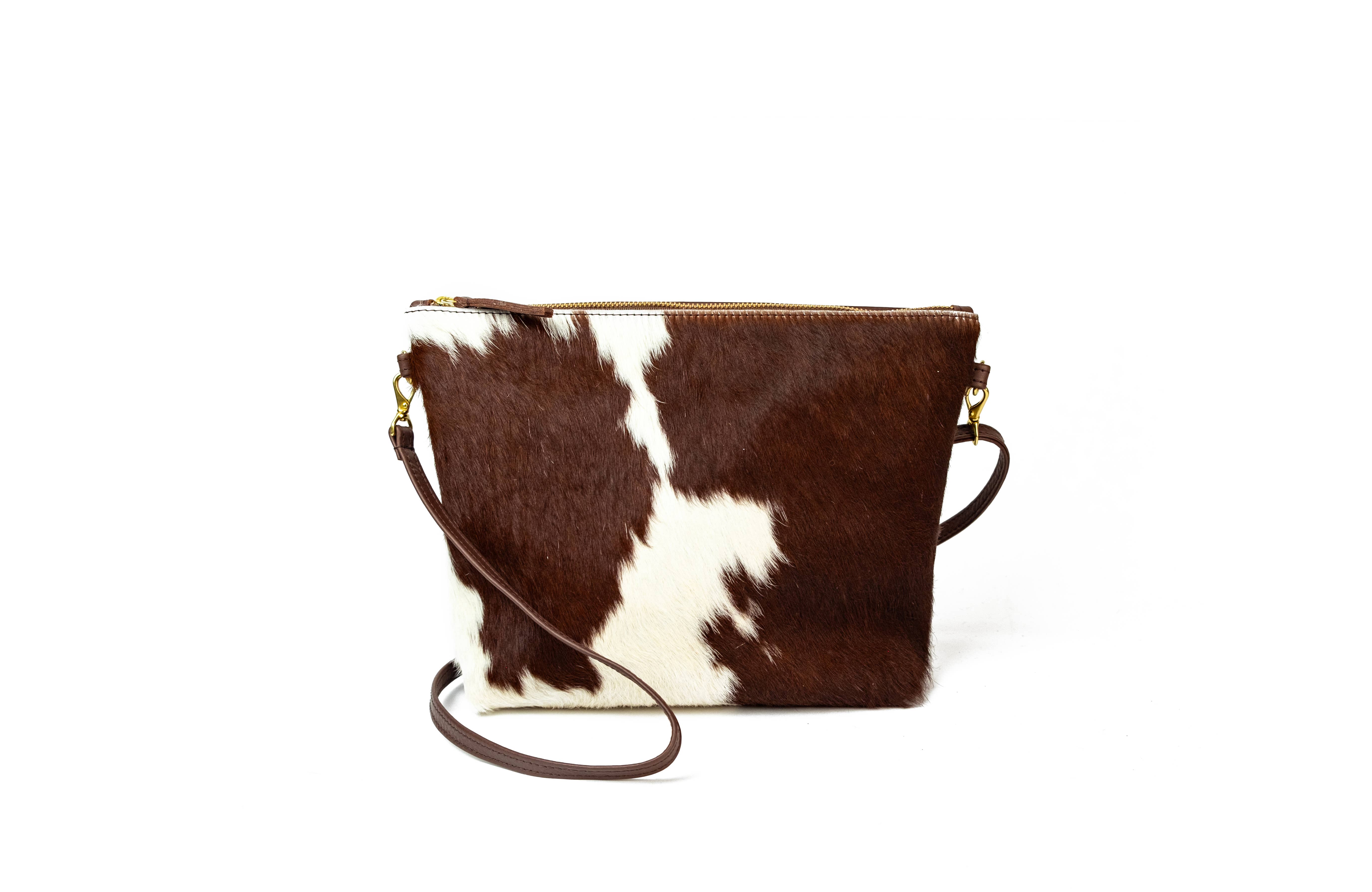 Primecut - Wholesale Shoulder Bag - Women's - Mini Hobo - Brown + White Hair on Hide
