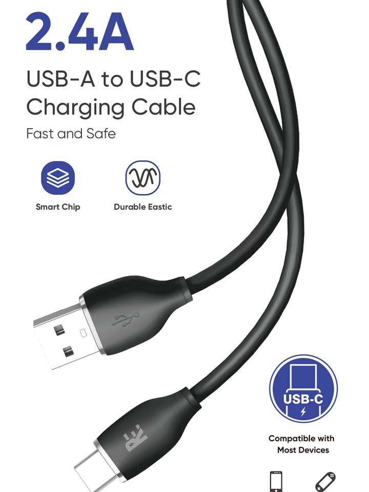 ReCharge USB-A to Type-C 3FT Cable (Black) for wholesale by ReCharge