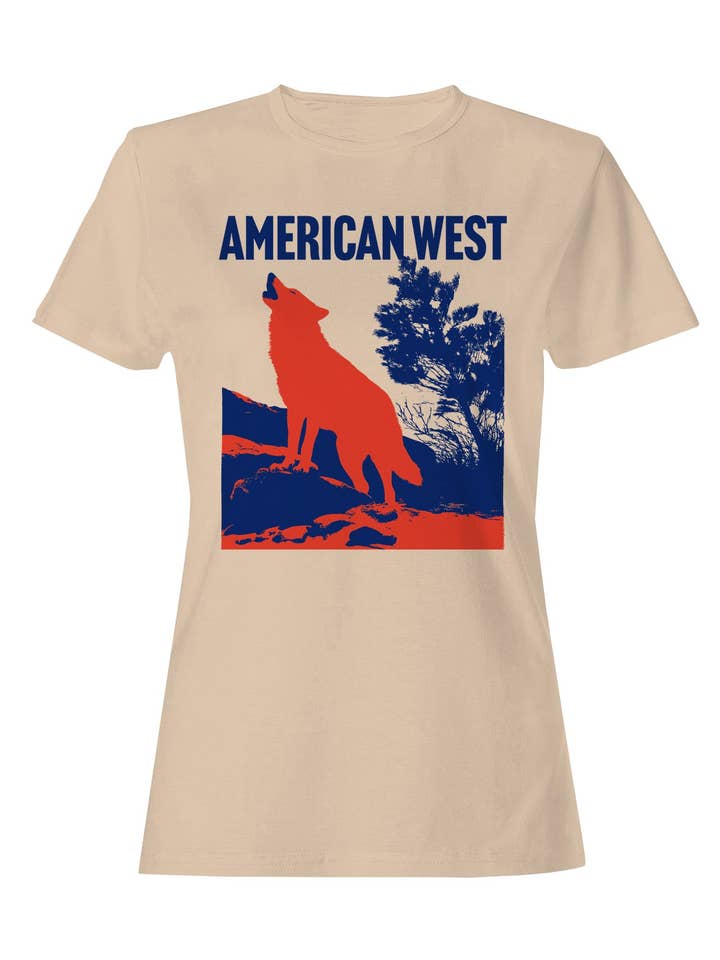 Iconic American West Howling Wolf Women's T-shirt for wholesale by TShirtGuys.com