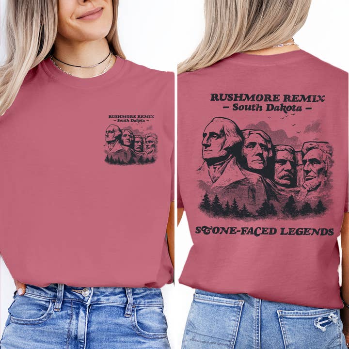 Textile Graphix - Wholesale Screen Printed T-Shirt - Women's - Mount Rushmore T-Shirt | South Dakota Souvenir Tee | Vintage Presidents Graphic Shirt | Scenic Black Hills Travel Gift1