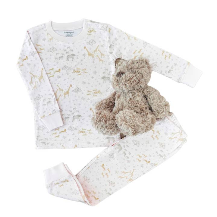 Conjunto de Pijama Safari Snug Fit Longo, Branco por atacado de Tecomoabesos
