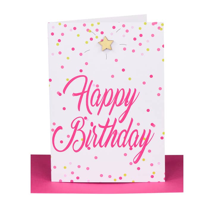 Wholesale Happy Birthday Greeting Card - Pink Confetti for wholesale by Lil's Cards