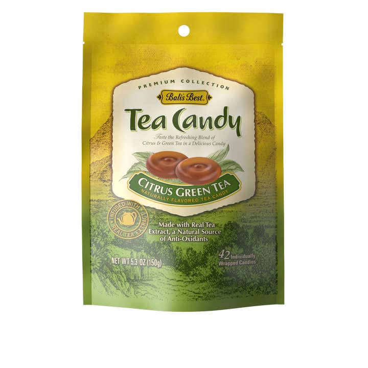 Grandpa Joe's Candy Shop - Wholesale Hard Candy - Bali's Best Citrus Green Tea Candy, 5.3oz Bag, 12ct