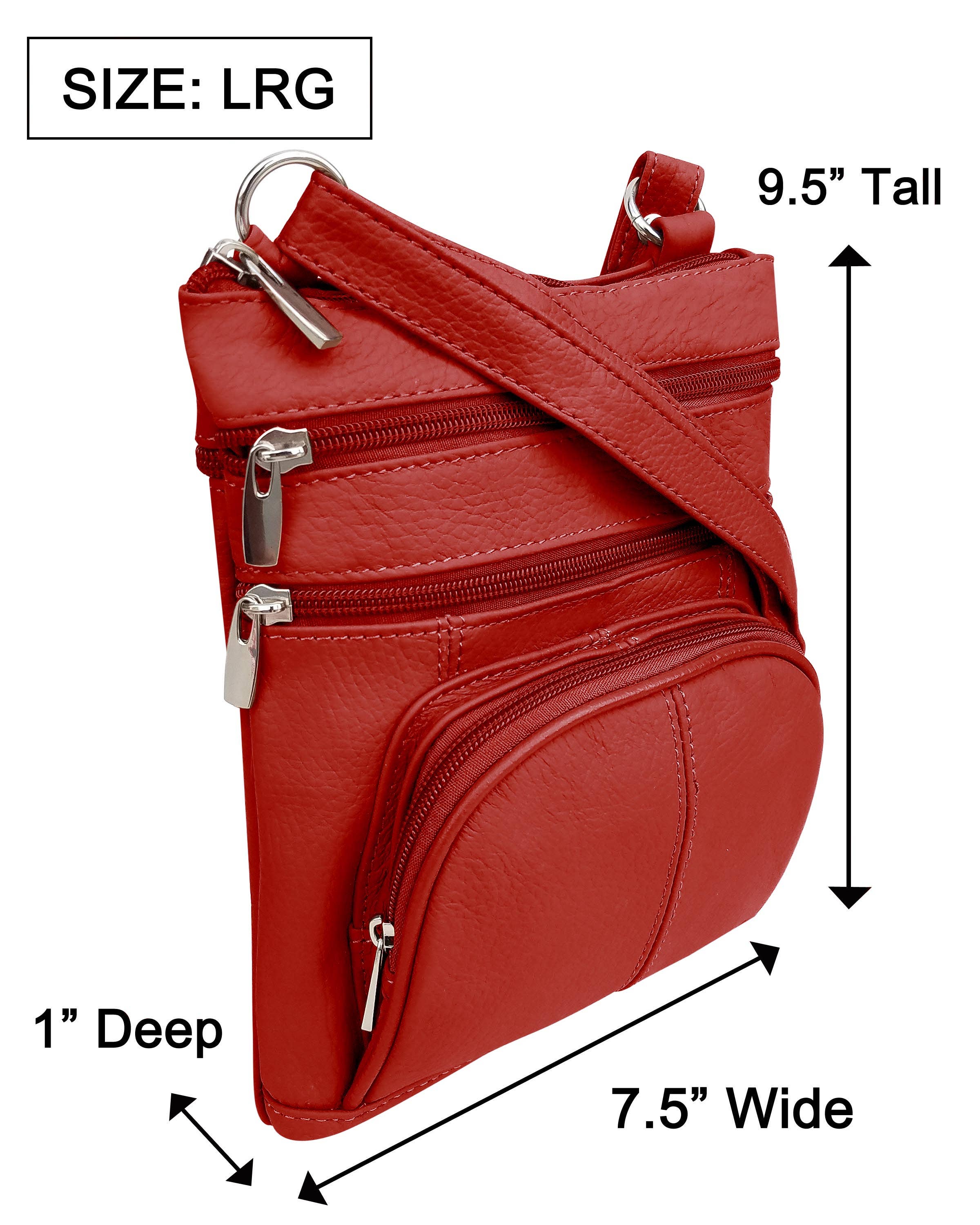 Roma Leathers, Inc. - Wholesale Crossbody Bag - Women's - RM004L Cowhide leather Crossbody with phone pocket back side15
