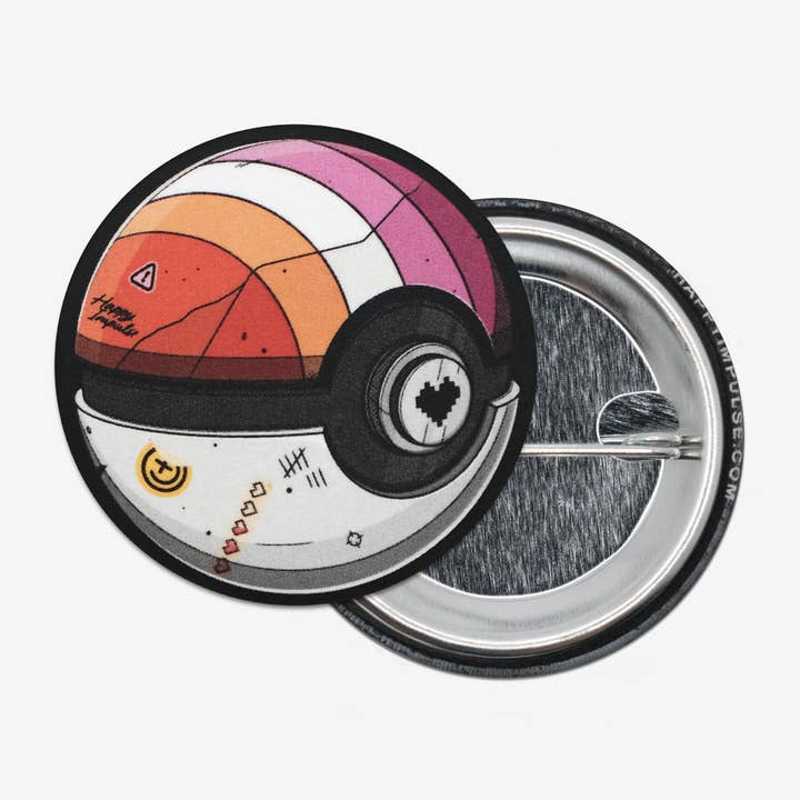 Lesbian Poke Ball Button for wholesale by Happy Impulse