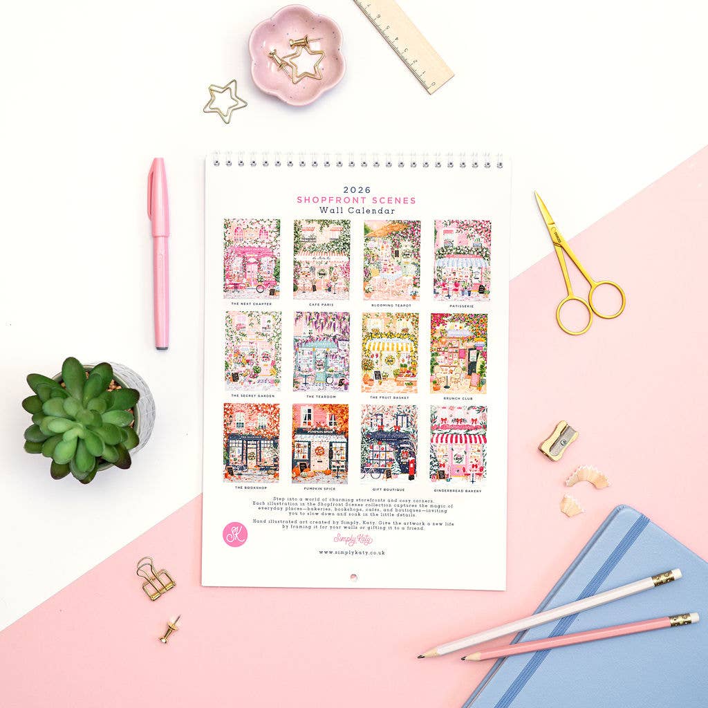 Simply, Katy - Wholesale Calendar - 2026 Shopfront Scenes Calendar  1
