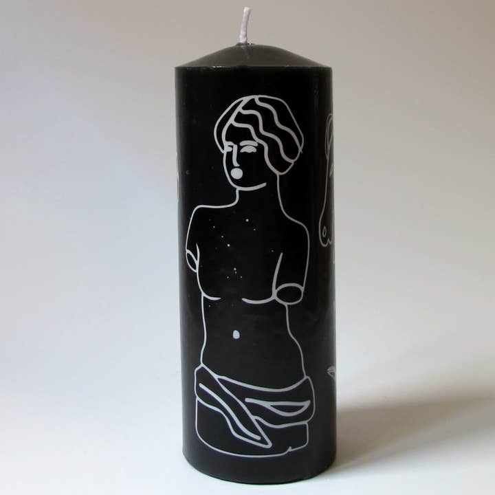 Agora Home – wholesale Pelarljus – Svart lång grekisk-romersk design pelare ljus