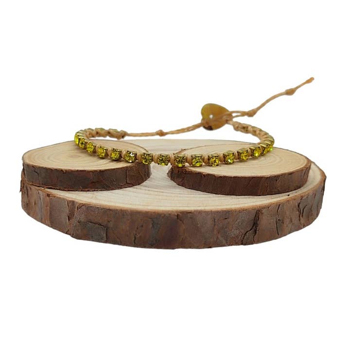 Crystal Chain Bracelets Small - Citrine for wholesale by QUÉ MÁS JEWELS