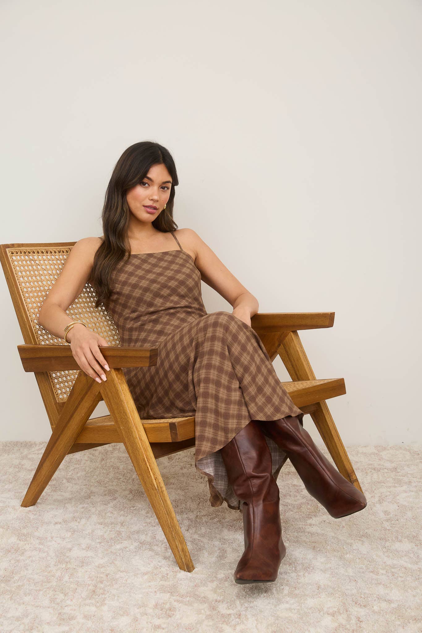 The Workshop Studio - Wholesale Dress - Women's - PLAID SPAGHETTI STRAP MIDI DRESS 10