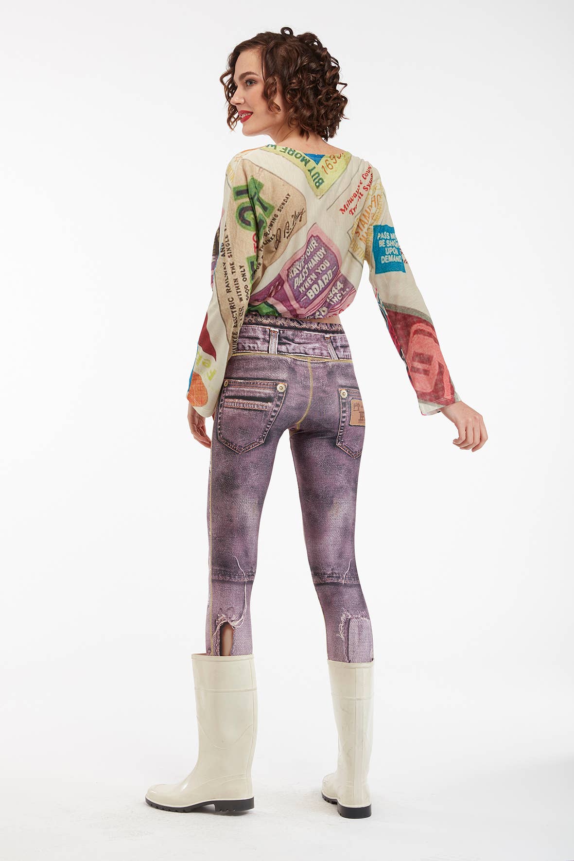 IPNG Design - Vente Legging tendance – femme - Legging à imprimé jean déchiré - Basique5