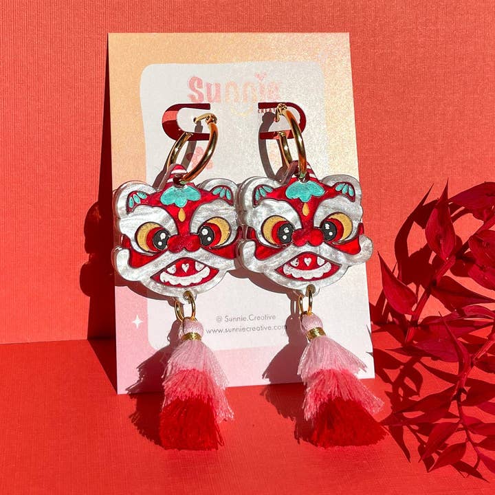 Sunnie Creative - Wholesale Dangle Earrings - Lion Dance Earrings0